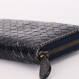 Bottega Veneta (Snakeskin) Intrecciato Long Wallet Navy