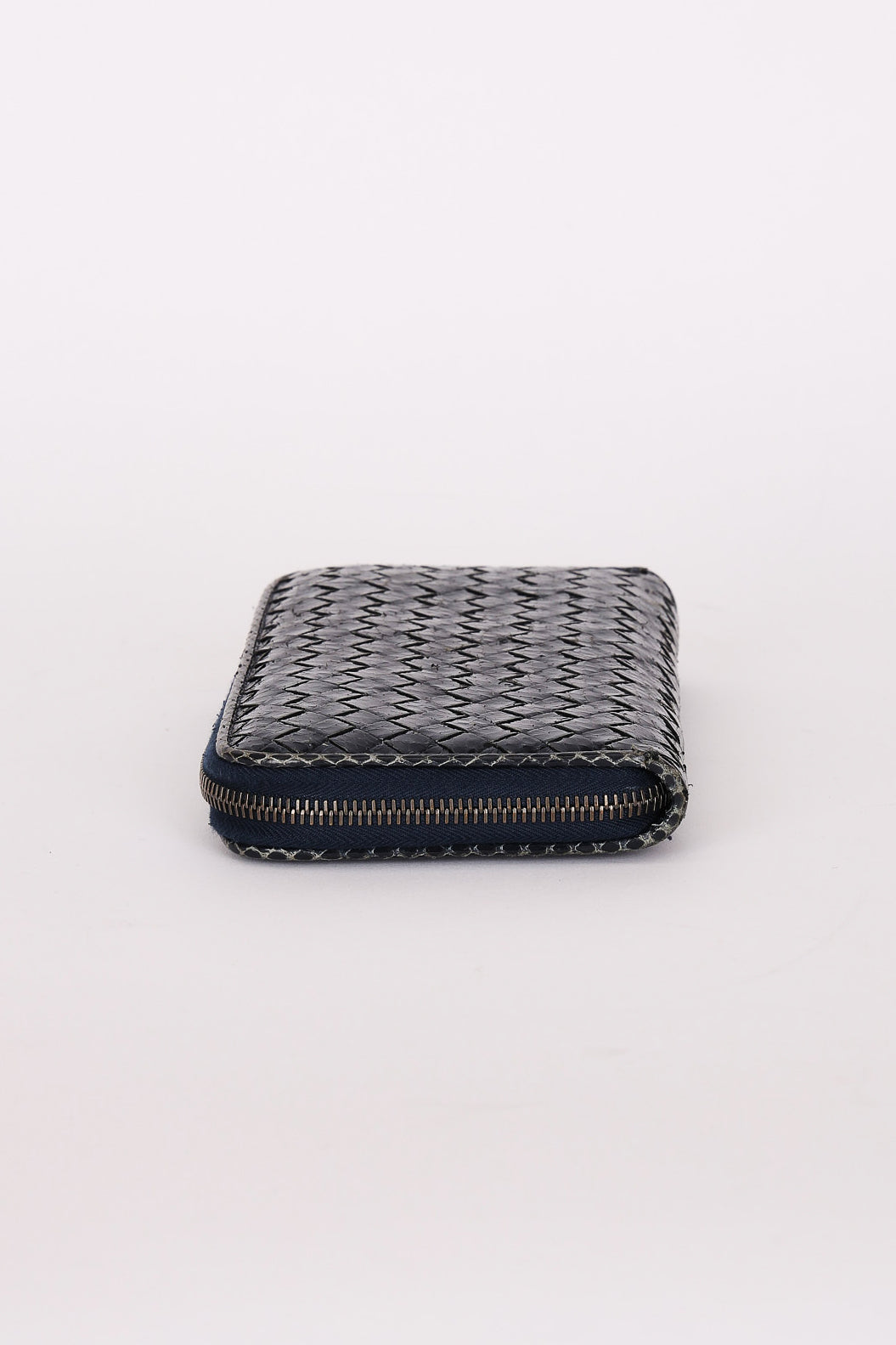 Bottega Veneta (Snakeskin) Intrecciato Long Wallet Navy