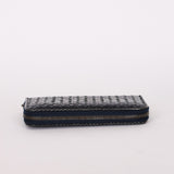 Bottega Veneta (Snakeskin) Intrecciato Long Wallet Navy