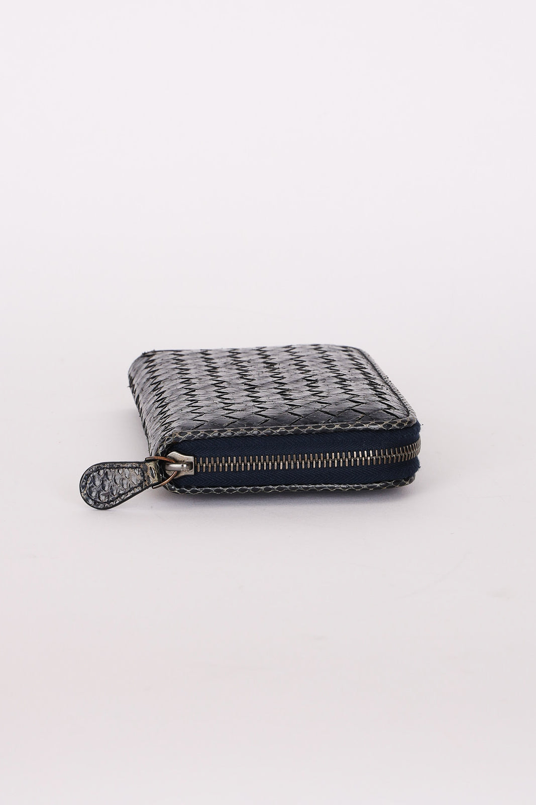 Bottega Veneta (Snakeskin) Intrecciato Long Wallet Navy