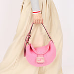 Fendi Small Crochet Grace Croissant Hobo Pink