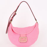 Fendi Small Crochet Grace Croissant Hobo Pink