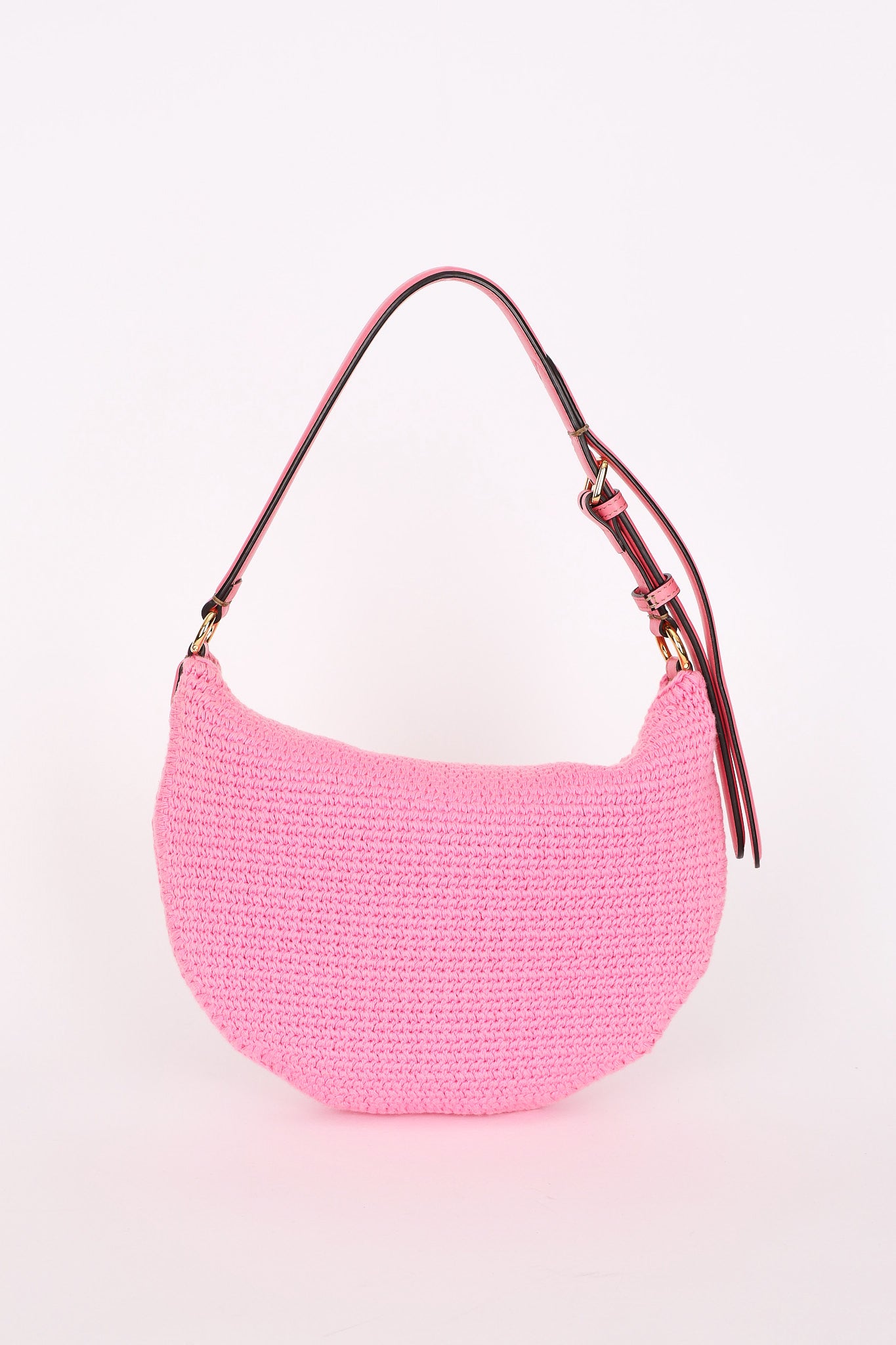 Fendi Small Crochet Grace Croissant Hobo Pink