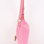 Fendi Small Crochet Grace Croissant Hobo Pink