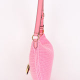 Fendi Small Crochet Grace Croissant Hobo Pink