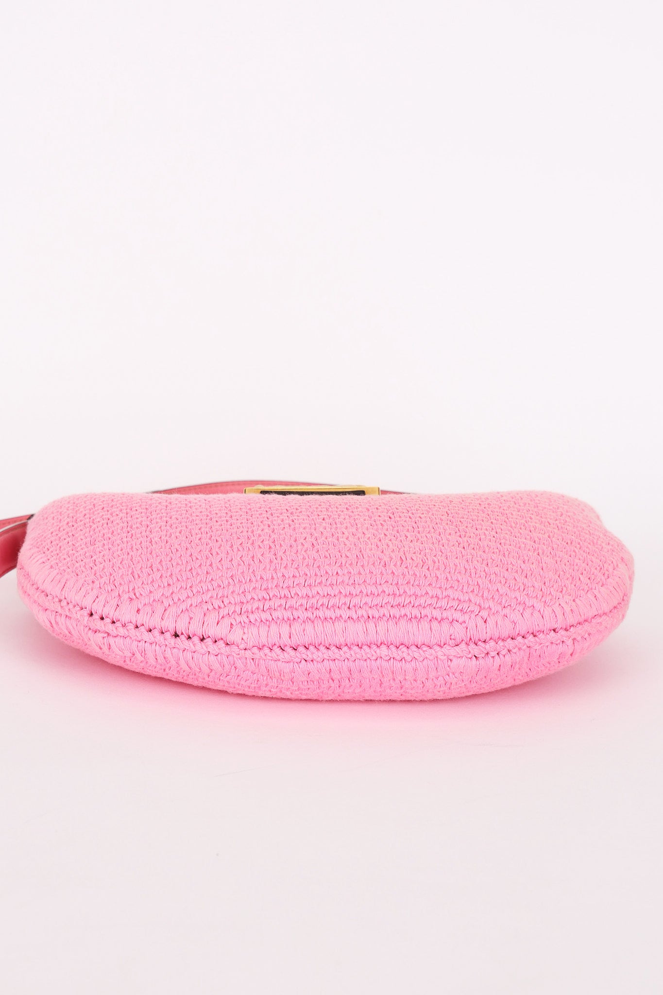 Fendi Small Crochet Grace Croissant Hobo Pink