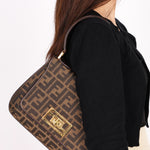 Fendi Turnlock Zucca Square Shoulder Bag