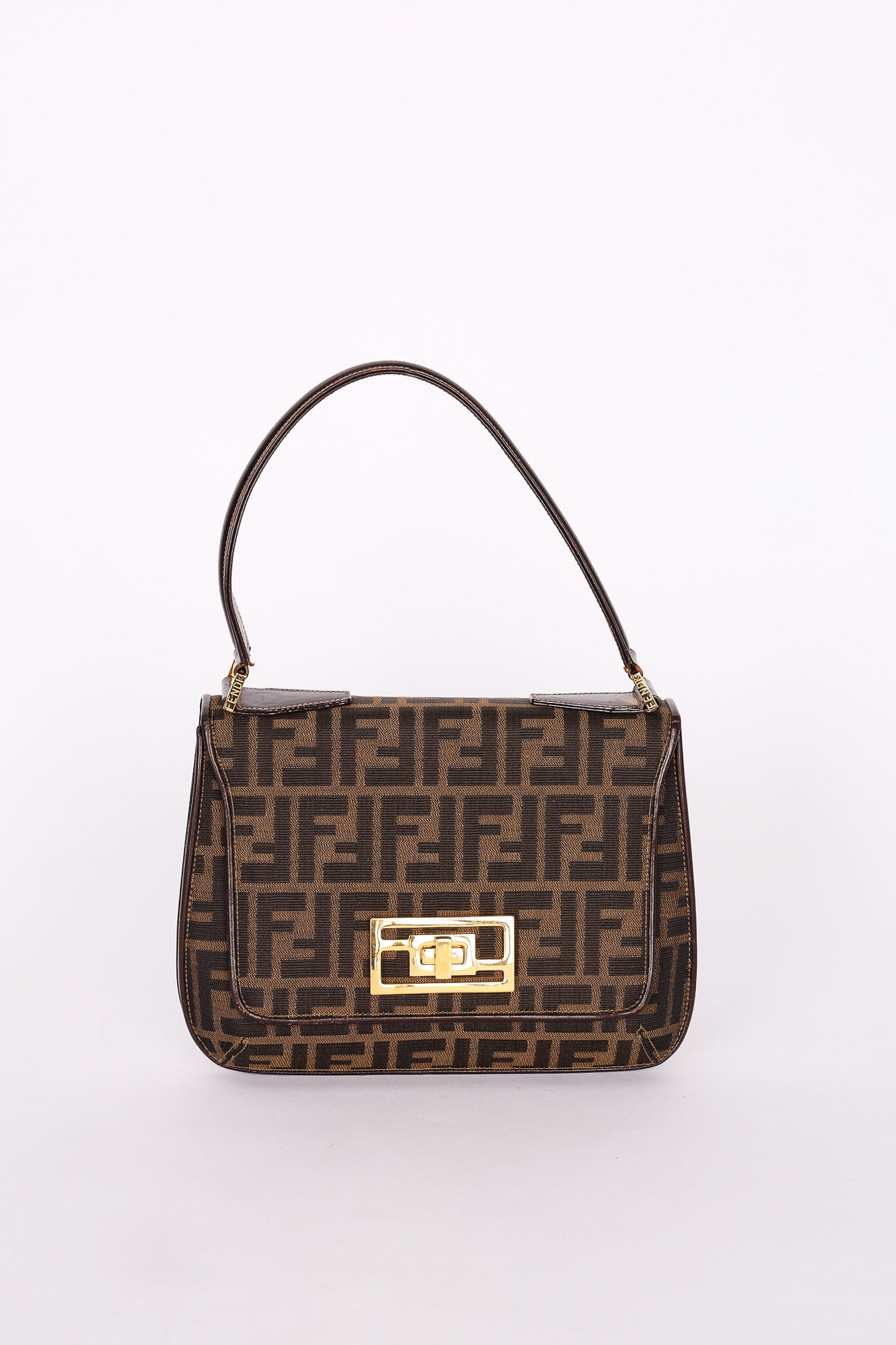 Fendi Turnlock Zucca Square Shoulder Bag