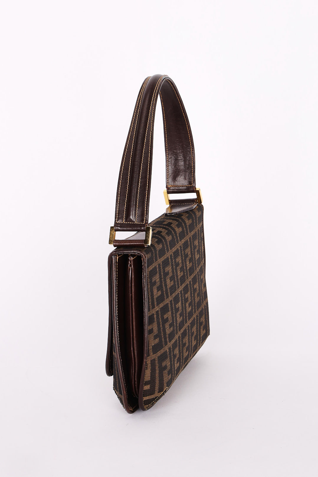 Fendi Turnlock Zucca Square Shoulder Bag
