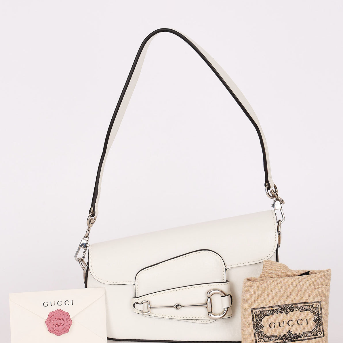 Gucci x Billie Eilish Mini Horsebit 1955 Shoulder Bag White Demetra Leather