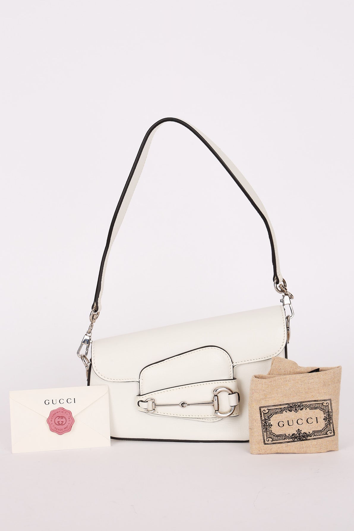 Gucci x Billie Eilish Mini Horsebit 1955 Shoulder Bag White Demetra Leather