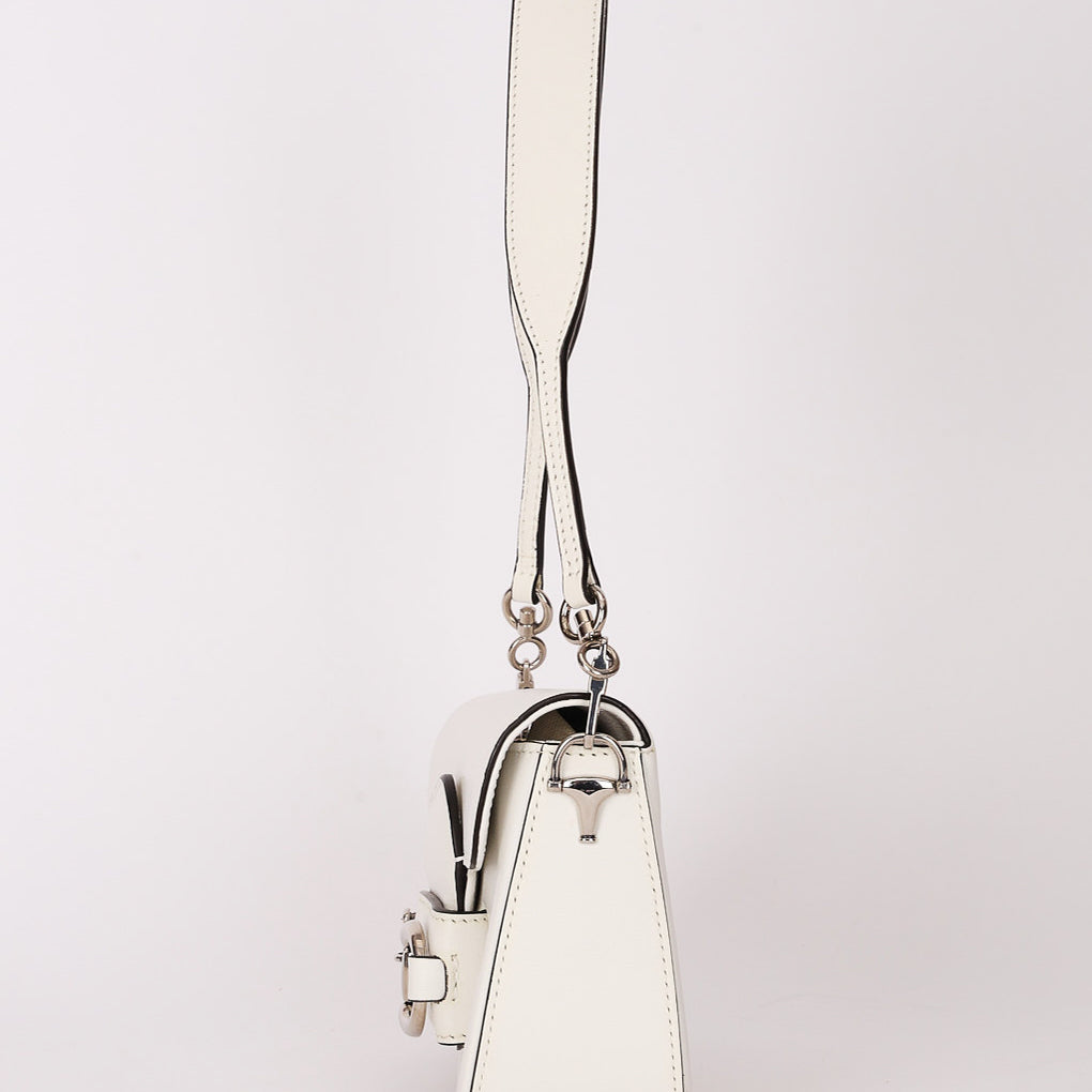 Gucci x Billie Eilish Mini Horsebit 1955 Shoulder Bag White Demetra Leather