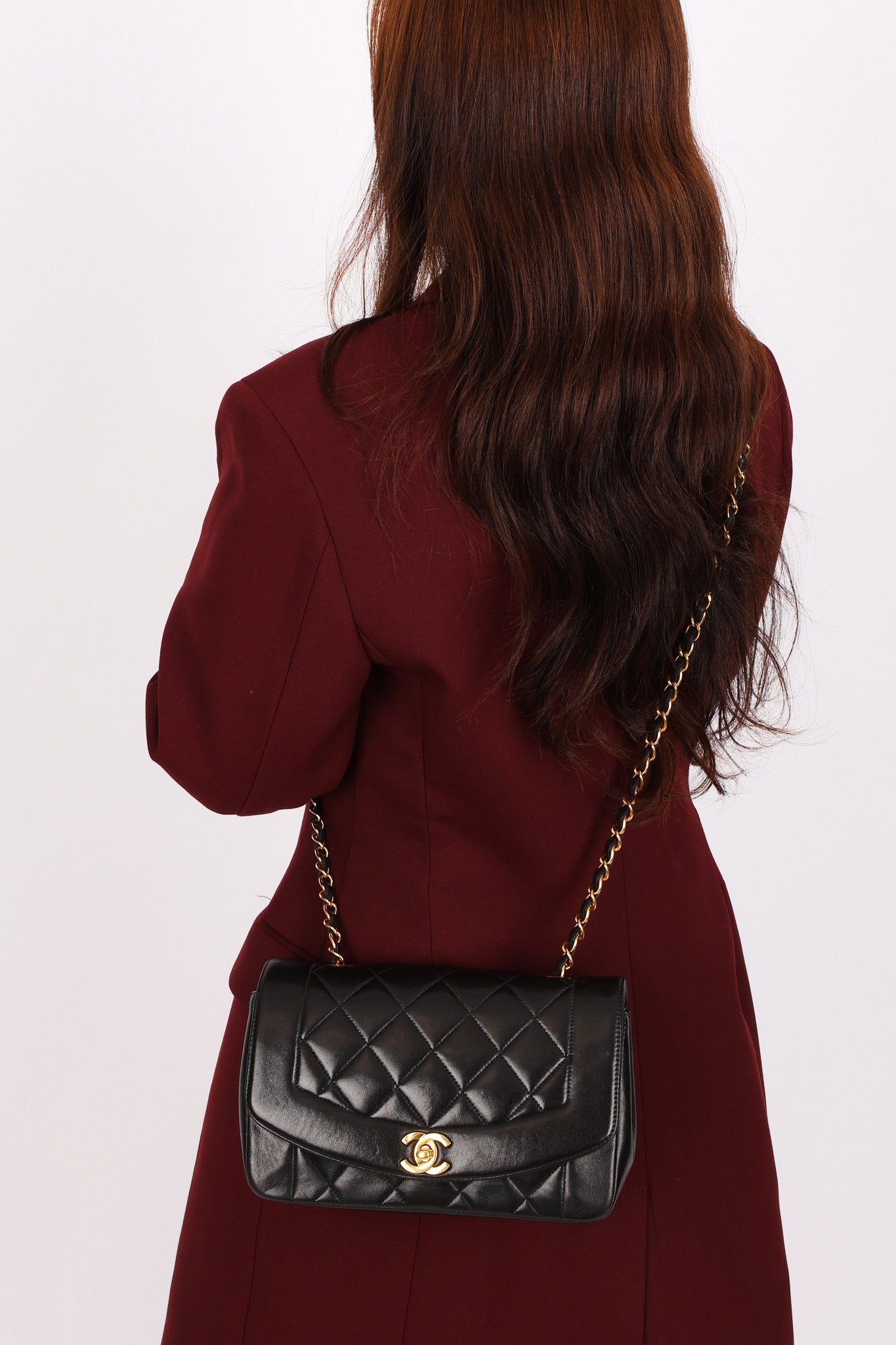 Chanel Small Diana Flap Black Lambskin 24K GP