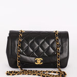 Chanel Small Diana Flap Black Lambskin 24K GP