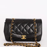 Chanel Small Diana Flap Black Lambskin 24K GP