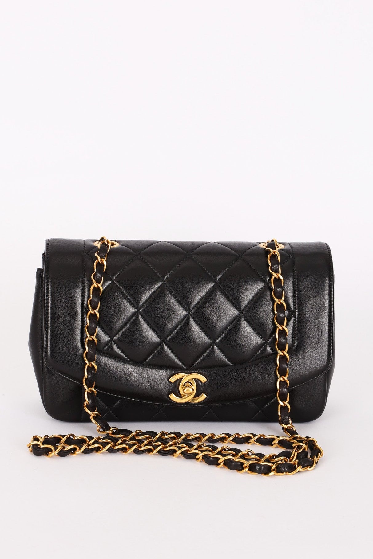 Chanel Small Diana Flap Black Lambskin 24K GP