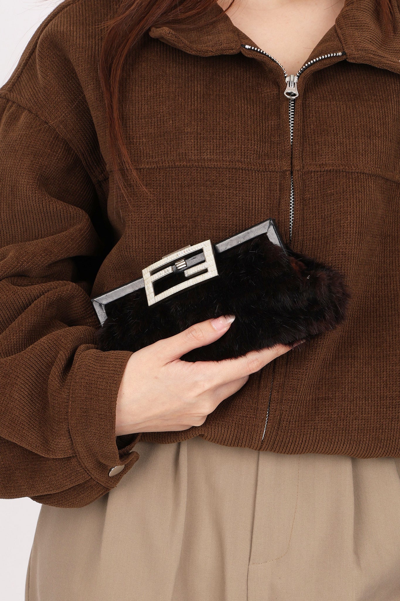 Fendi Zucca Mink Fur Clutch