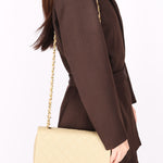 Rare Chanel Full Flap Khaki Linen 1991 24K GP
