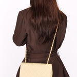 Rare Chanel Full Flap Khaki Linen 1991 24K GP