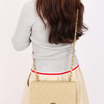 Chanel Full Flap Khaki Linen 24K GP