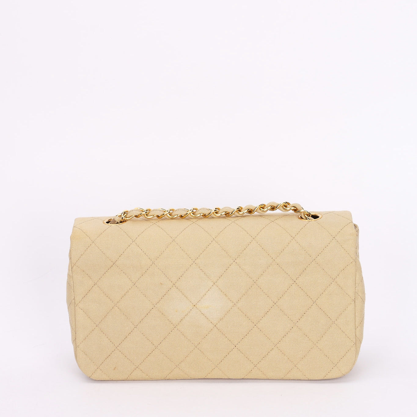 Rare Chanel Full Flap Khaki Linen 1991 24K GP