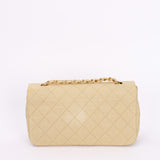 Rare Chanel Full Flap Khaki Linen 1991 24K GP
