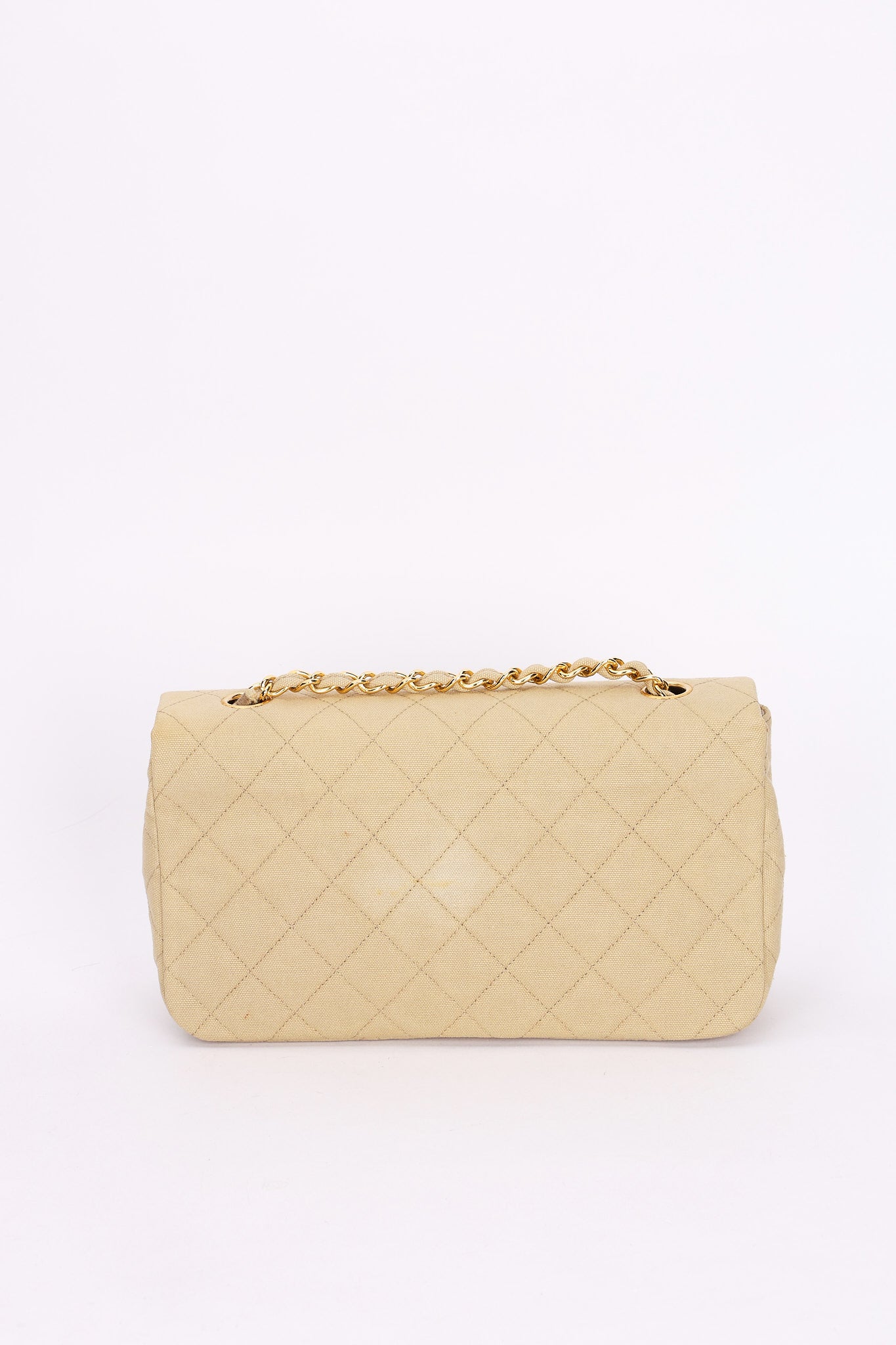 Rare Chanel Full Flap Khaki Linen 1991 24K GP
