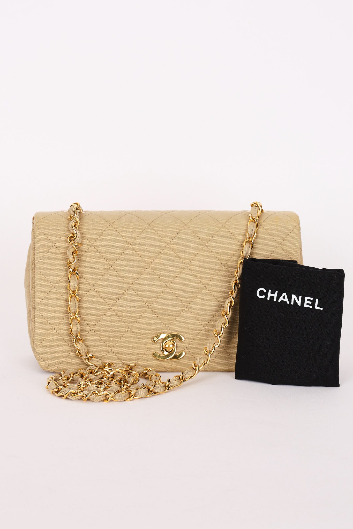 Chanel Full Flap Khaki Linen 24K GP