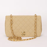 Chanel Full Flap Khaki Linen 24K GP