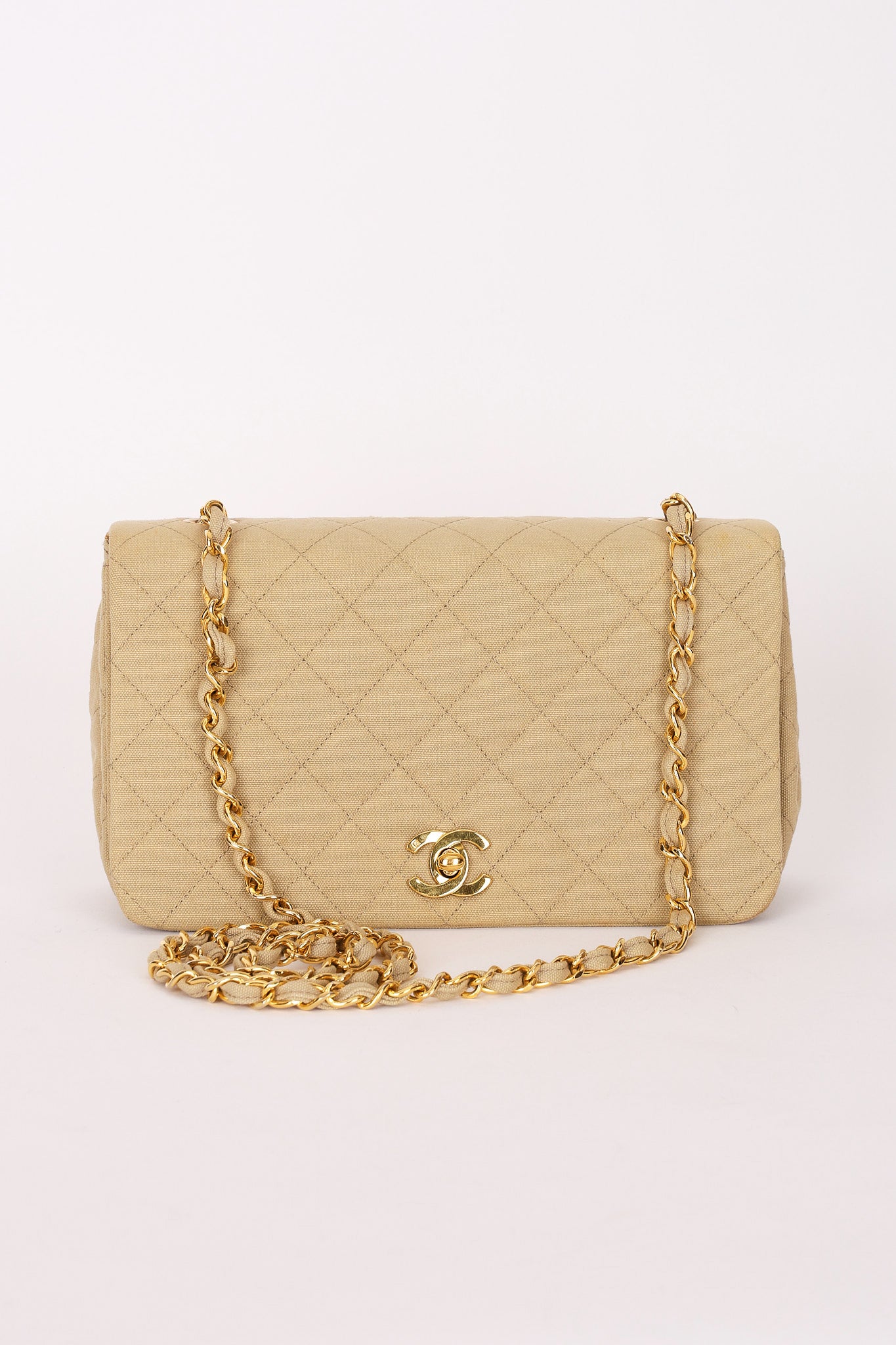 Chanel Full Flap Khaki Linen 24K GP