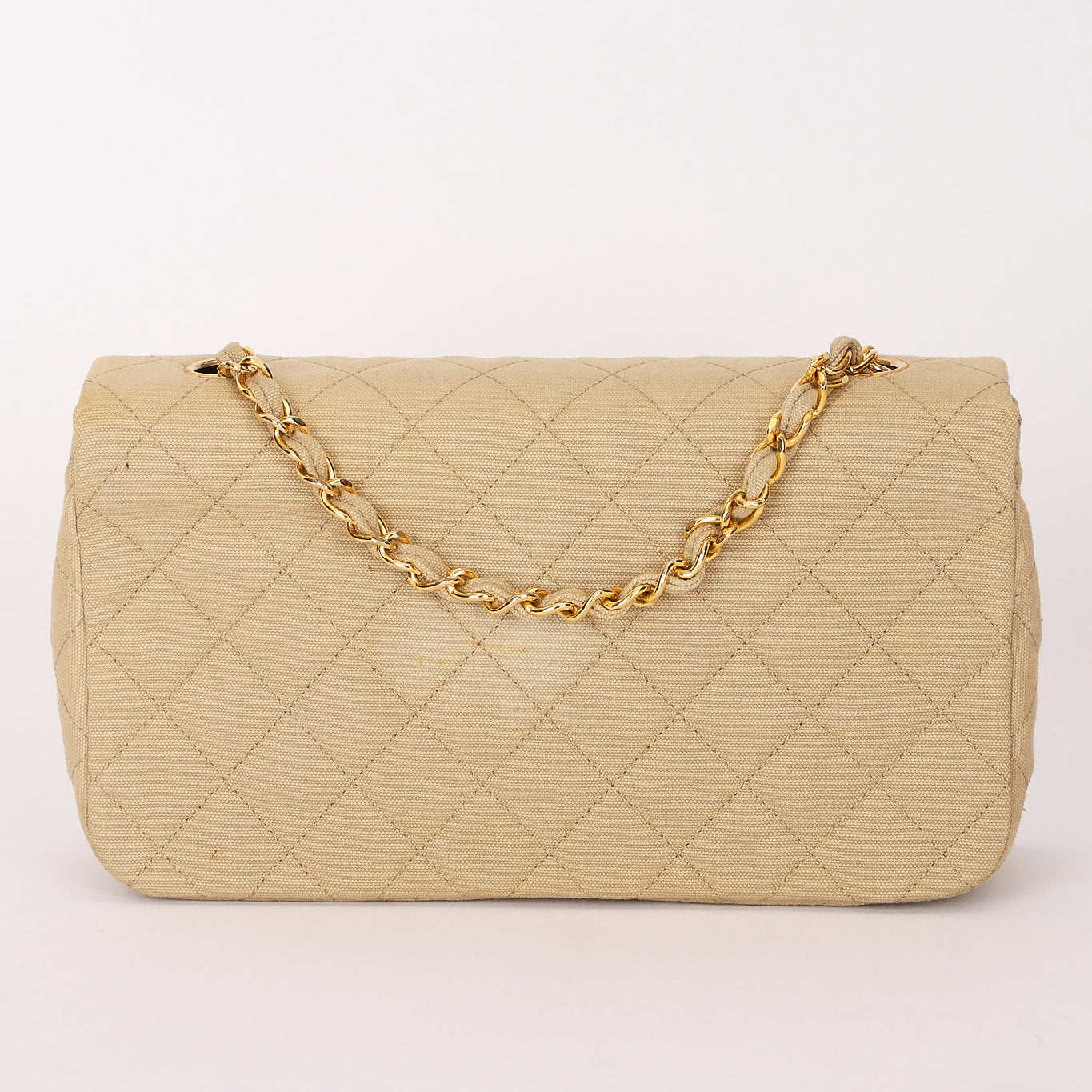 Chanel Full Flap Khaki Linen 24K GP