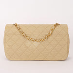 Chanel Full Flap Khaki Linen 24K GP