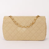 Chanel Full Flap Khaki Linen 24K GP