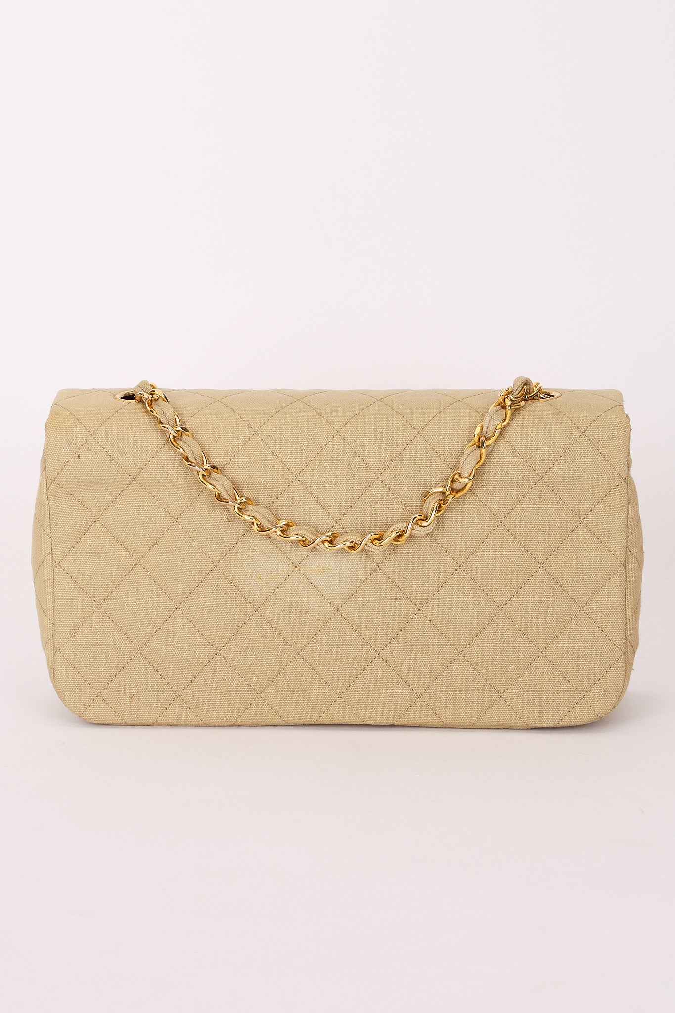 Chanel Full Flap Khaki Linen 24K GP