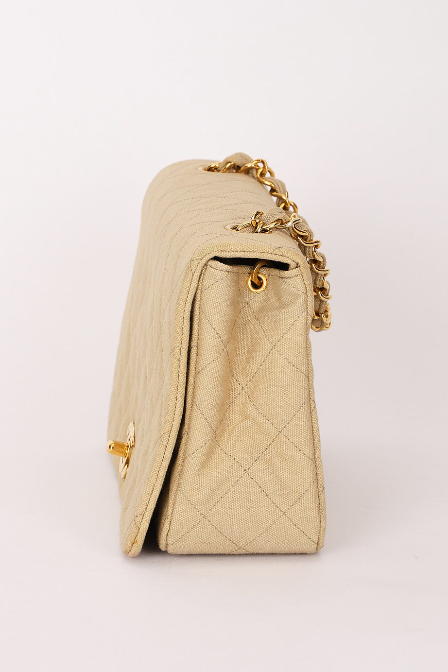Chanel Full Flap Khaki Linen 24K GP