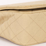 Chanel Full Flap Khaki Linen 24K GP