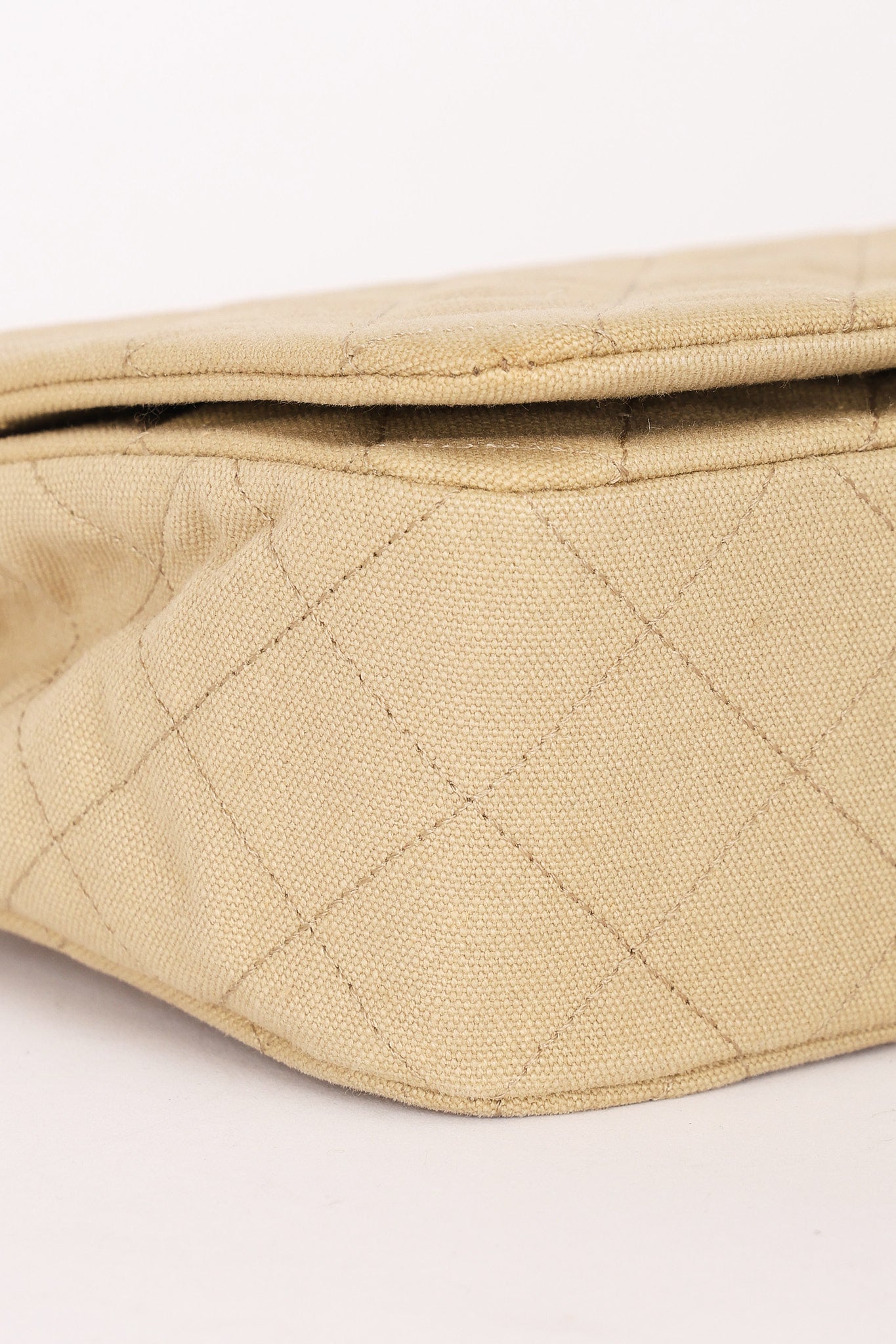 Chanel Full Flap Khaki Linen 24K GP