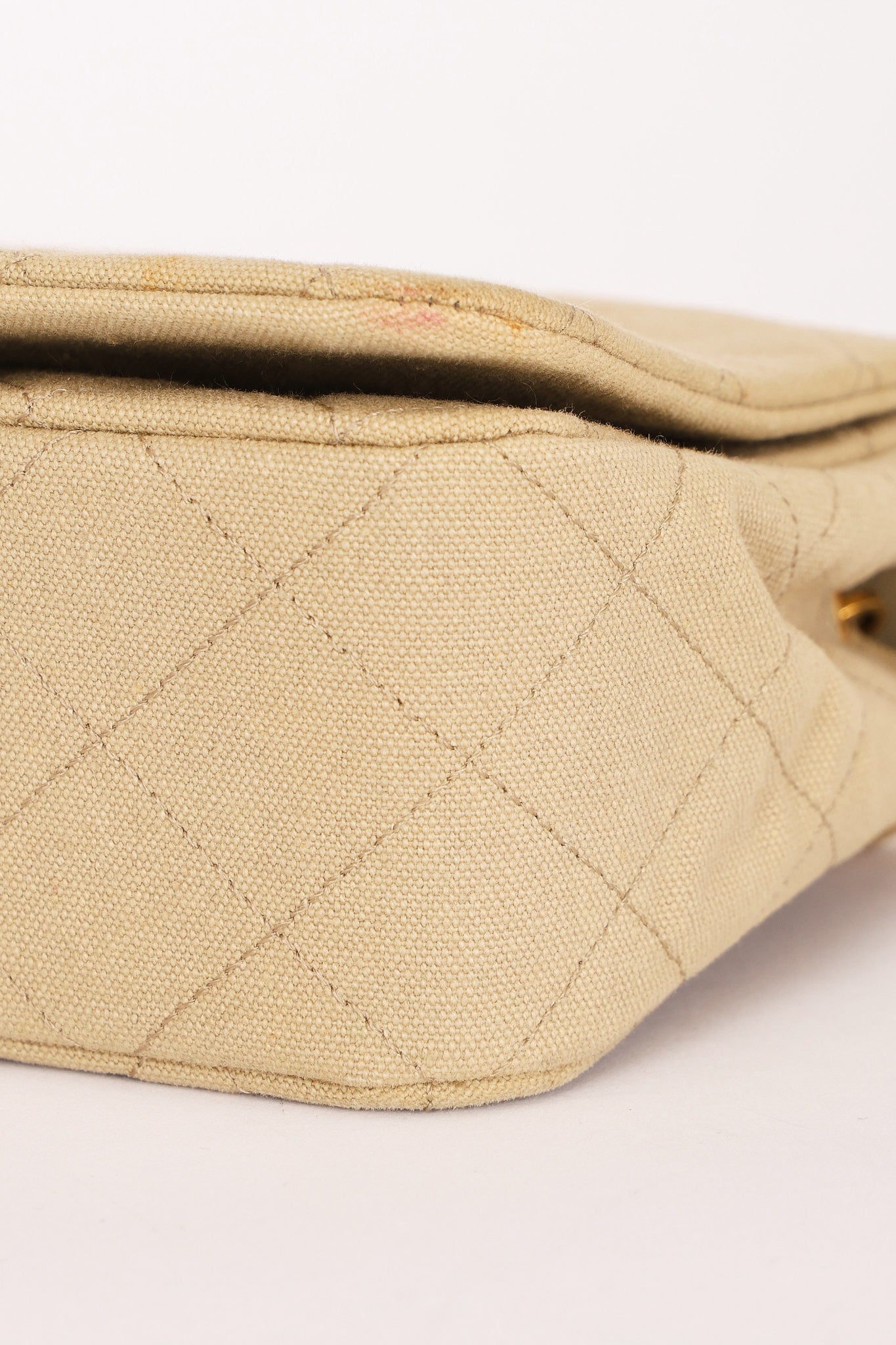 Chanel Full Flap Khaki Linen 24K GP