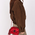 Chanel Beaded Camera Bag Red Satin 24K GP