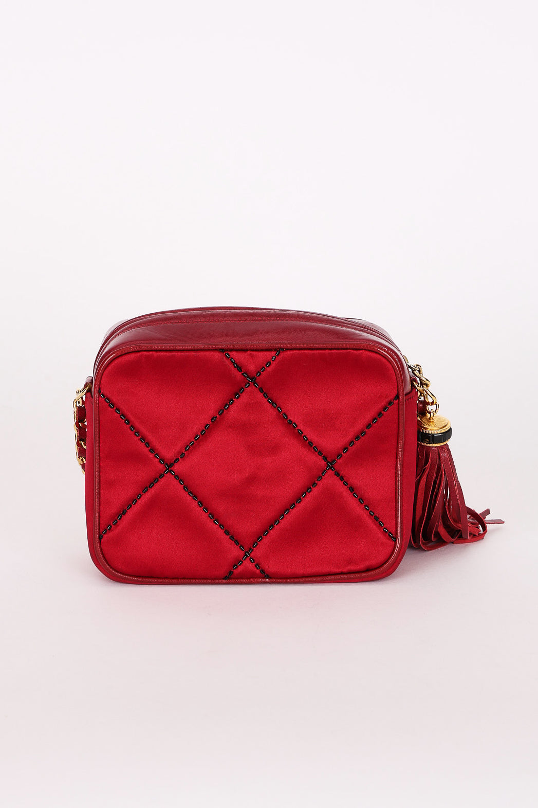 Chanel Beaded Camera Bag Red Satin 24K GP