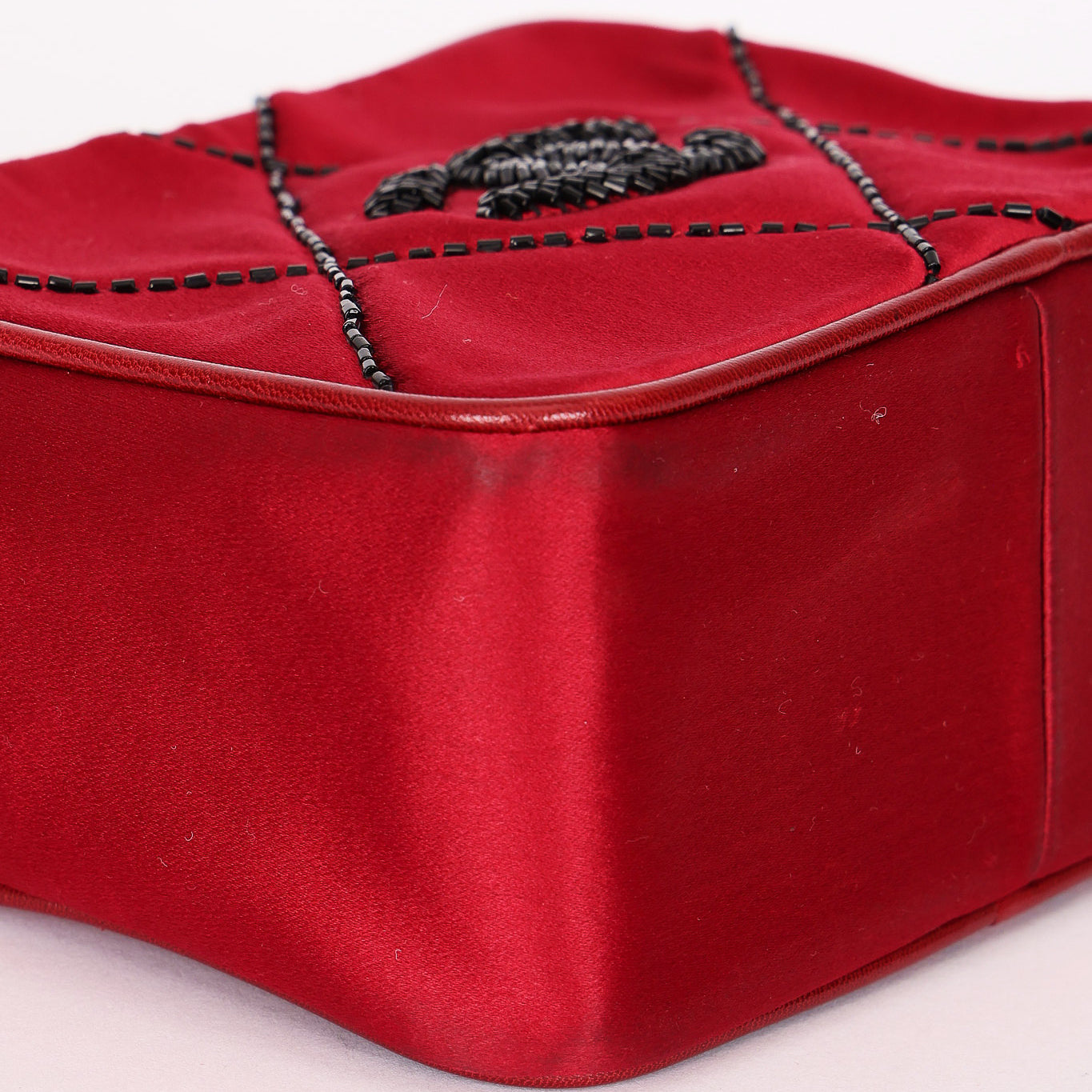 Chanel Beaded Camera Bag Red Satin 24K GP