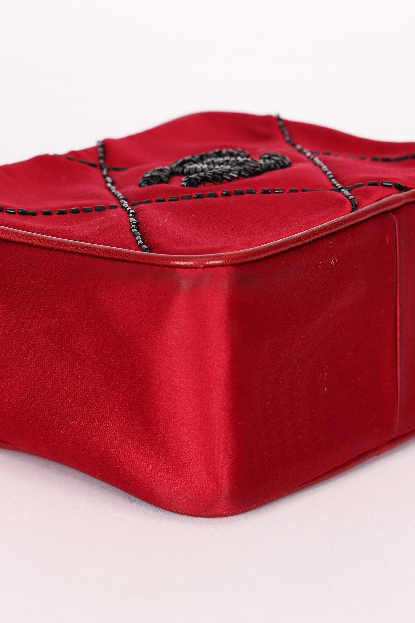Chanel Beaded Camera Bag Red Satin 24K GP