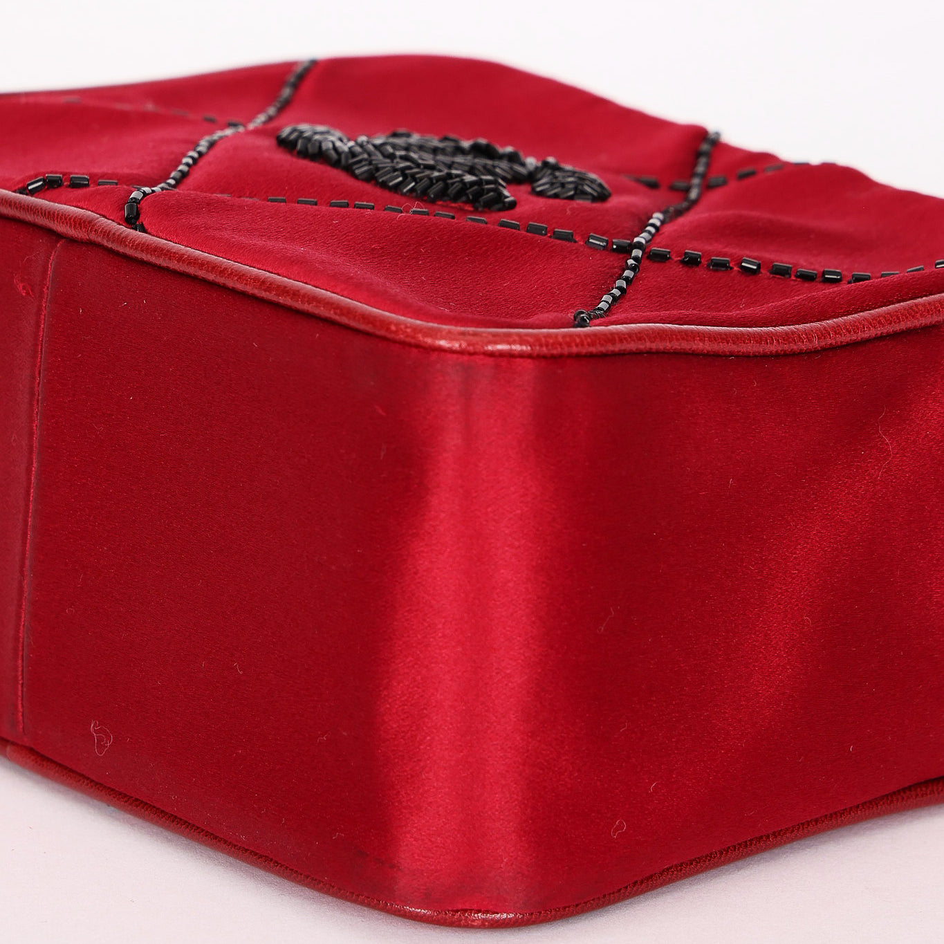 Chanel Beaded Camera Bag Red Satin 24K GP