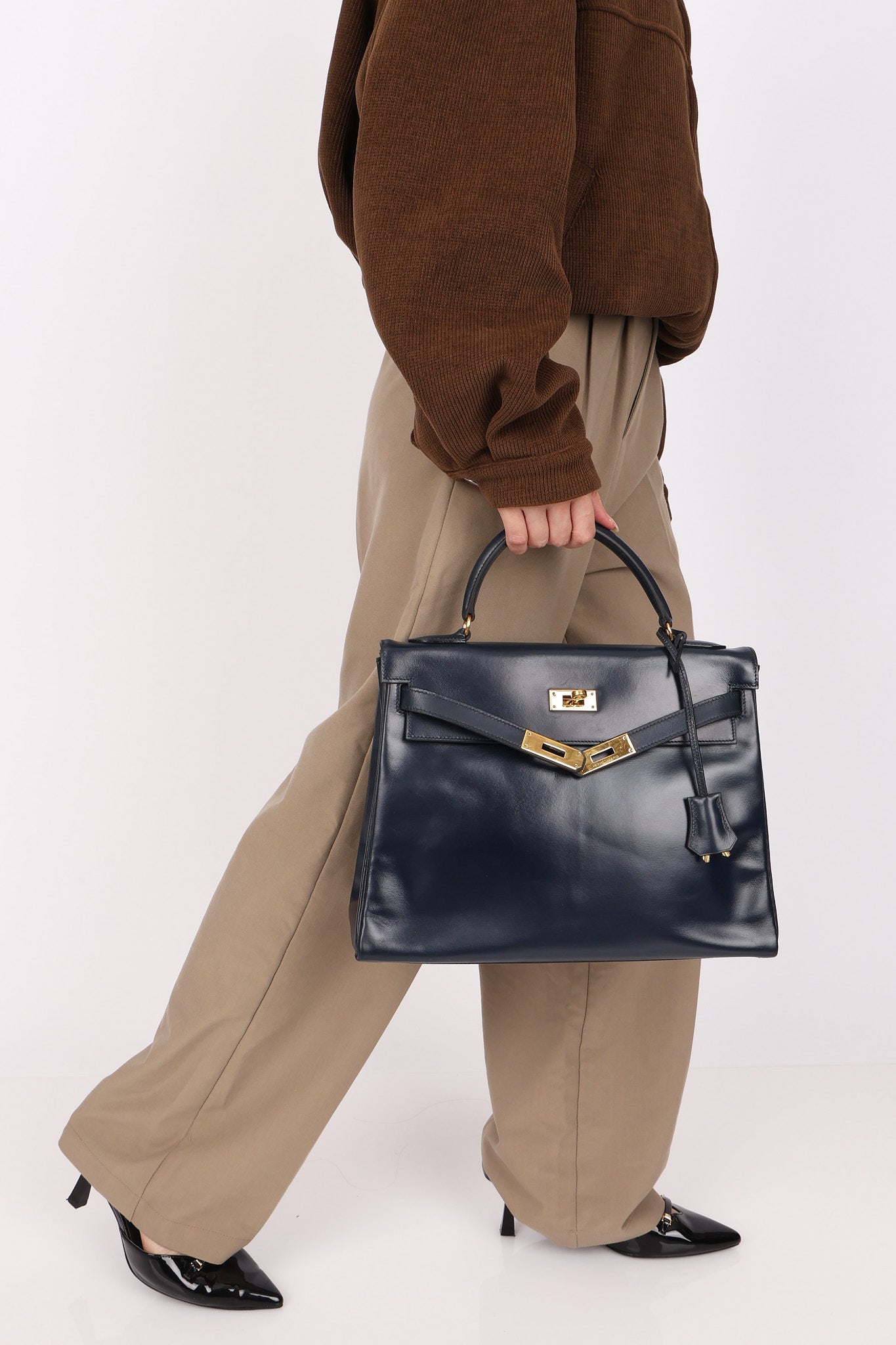 Hermès Kelly 32 Bleu Marine Box GHW 1984