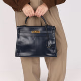 Hermès Kelly 32 Bleu Marine Box GHW 1984
