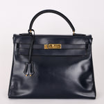 Hermès Kelly 32 Bleu Marine Box GHW 1984