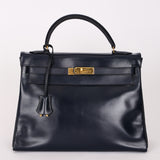Hermès Kelly 32 Bleu Marine Box GHW 1984