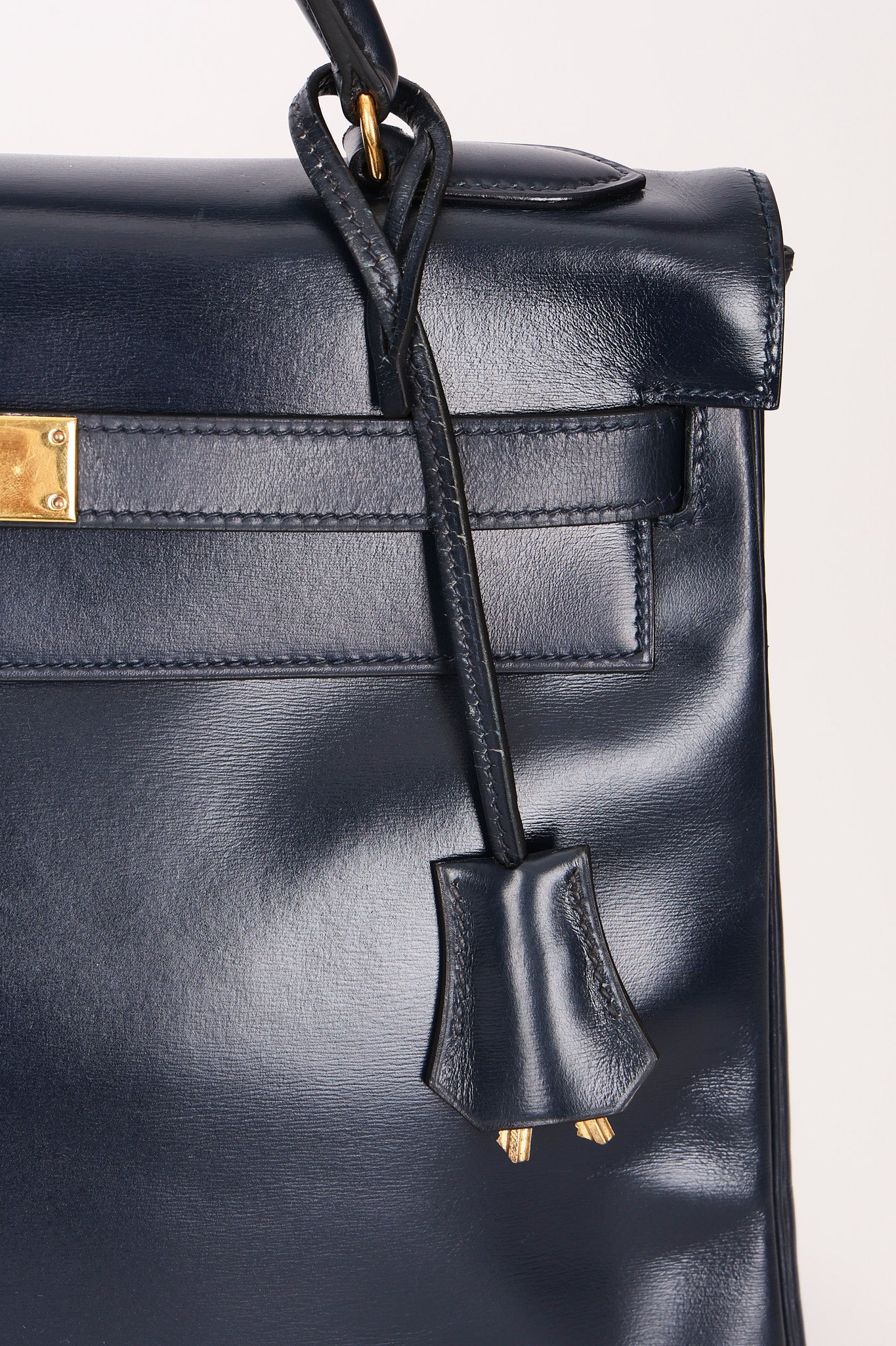 Hermès Kelly 32 Bleu Marine Box GHW 1984