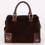 Loewe Amazona 28 Brown and Suede Croc Embossed