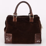 Loewe Amazona 28 Brown and Suede Croc Embossed